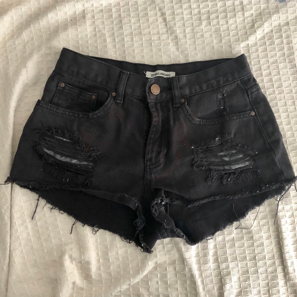 black denim shorts